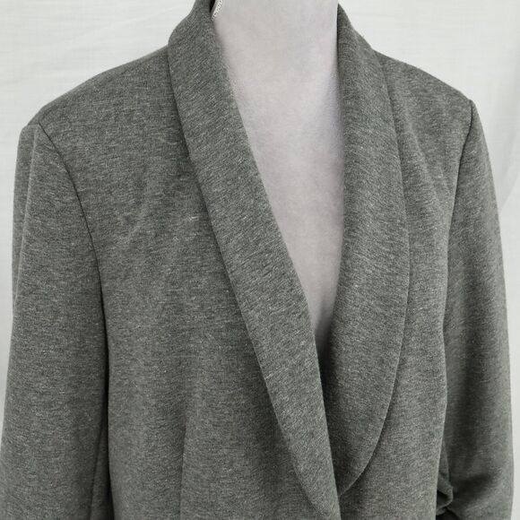 Saks Fifth Avenue Jacket Womens XL Gray Stretch Knit Ruched Sleeves Lined Blazer - Picture 6 of 16